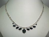 Vintage 50s Quality Sapphire Blue & Clear Diamante Necklace