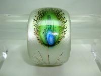 Wide Peacock Feather Print Lucite Cuff Bangle Statement Piece!