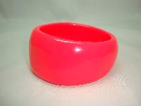 Fabulous Funky Chunky Wide Sunset Hot Coral Lucite Plastic Cuff Bangle