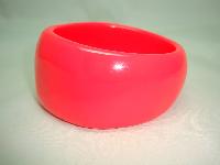 Fabulous Funky Chunky Wide Sunset Hot Coral Lucite Plastic Cuff Bangle