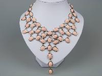 Amazing 1960s Style Festoon Bib Drop Pink Lucite Silver Link Necklace