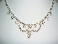 Vintage 50s  Glam Teardrop Shaped Diamante Scallop Drop Necklace