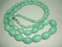 Vintage 70s Long Graduating Genuine Jadite Jade Bead Necklace Quality