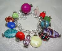 Fabulous One Off Design Multicoloured Glass and Lucite Charm Bracelet