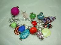 Fabulous One Off Design Multicoloured Glass and Lucite Charm Bracelet