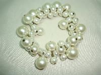 Vintage 50s Style Glass Faux Pearl Bead Dropper Style Stretch Bracelet