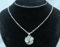 1980s Sterling Silver Mother of Pearl Pendant & Chain