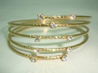 £30.00 - Vintage 50s Wide Spiral Design Diamante Encrusted Goldtone Bangle