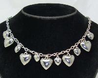 £28.00 - Vintage 50s Style Silver Heart Shaped Dangle Charm Necklace 