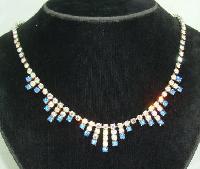 £23.00 - Vintage 50s Sparkling AB Blue Diamante Drop Necklace