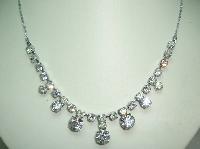 £30.00 - Vintage 30s Pretty Large Drop Paste Diamante Necklace on Silver Chain 
