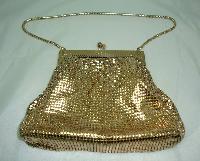 Vintage 70s Glomesh Gold Metal Mesh Evening Handbag