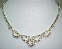 Vintage 50s Pretty Diamante Cascade Drop Sparkling Necklace