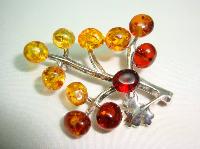 £27.00 - Beautiful Sterling Silver Two Tone Amber Bunch of Grapes Brooch