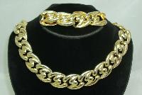 £36.00 - Vintage 80s Chunky Gold Link Necklace & Bracelet Set 