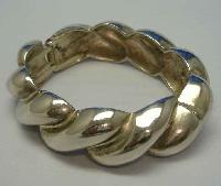 £12.00 - Vintage 80s Wide Chunky Silver Twist Style Clamper Bangle Bracelet