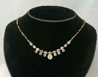 Vintage 50s Fab AB Diamante Drop Necklace on Gold Chain