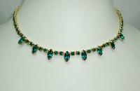 £22.00 - Vintage 50s Quality Green Diamante Drop Necklace 