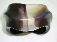 £40.00 - Vintage 80s Chunky Wide Brown Swirl Design Resin Lucite Cuff Bangle 