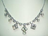 Vintage 50s Starlet Glamour Diamante Rhinestone Drop Necklace on Chain