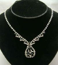 Vintage 50s Diamante Pendant Drop Choker Necklace WOW
