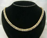 £20.00 - Vintage 50s Sparkling Diamante & Gold Mesh Necklace 