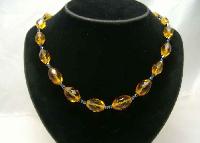 Vintage 50s Amber Citrine Crystal Glass Bead Necklace