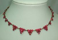 £68.00 - Vintage Art Deco Fab Pink Paste Diamante Triangle Drop Style Necklace