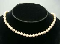 Vintage 50s Hand Knotted Simulated Pearl Bead Necklace