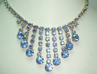£68.00 - Vintage 50s FAB Blue AB Diamante Festoon Drop Necklace