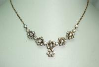 £27.00 - Vintage 30s Quality Articulated Paste Diamante Flower Drop Necklace 