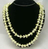 Vintage 50s Unusual 2 Row Yellow Lucite Bead Necklace