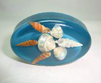 Vintage 1950s Large Quirky Sea Foam Green Lucite Shells Brooch 