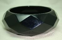 Stunning Black Chunky Diamond Cut Plastic Acrylic Wide Bangle Stylish