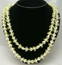 Vintage 50s Unusual 2 Row Yellow Lucite Bead Necklace