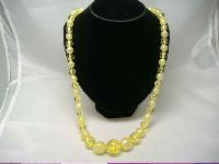 Vintage 50s Chunky Yellow Lucite Moonglow Bead Necklace