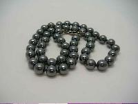 Vintage 50s Real Hematite Hand Knotted Bead Necklace