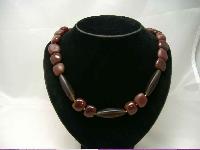 Vintage 50s Chunky Chocolate Brown Glass Bead Necklace