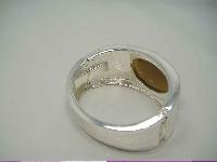 1950s Style Gold Brown Moonglow Glass Silver Wide Clamper Bracelet