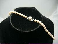 Vintage 50s Hand Knotted Simulated Pearl Bead Necklace