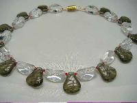 1950s Smokey Quartz & Clear Glass Bead Choker Necklace