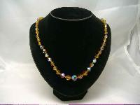 Vintage 50s Citrine AB Crystal Glass Bead Necklace WOW