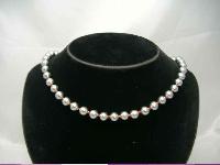 Vintage 50s Grey Faux Pearl Glass Bead Choker Necklace