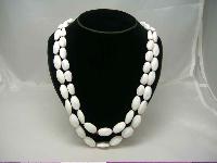 1950s 2 Row Winter White & Red Glass Bead Necklace WOW