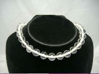 1950s Clear Glass Bead Hand Knotted Choker Necklace WOW