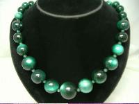 Vintage 50s Chunky Green Moonglow Lucite Bead Necklace
