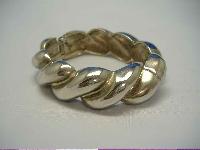 Vintage 80s Wide Chunky Silver Twist Style Clamper Bangle Bracelet