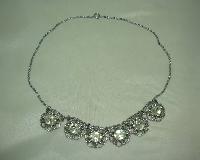 Vintags 30s Ornate Paste Diamante Fancy Round Movable Link Necklace