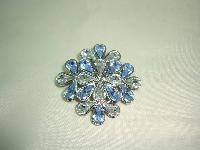 1950s Style Blue and Clear Faceted Lucite Stone Flower Shaped Brooch