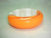 Fab Chunky White and Orange Lucite Acrylic Marble Effect Design Bangle